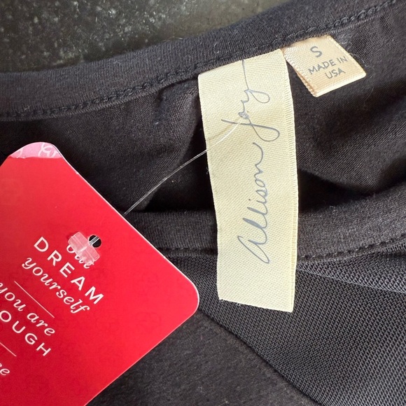 Allison Joy SMALL Black Tee Shirt Dress With Mesh Cut Out  Fitted And Stretchy - Picture 9 of 10